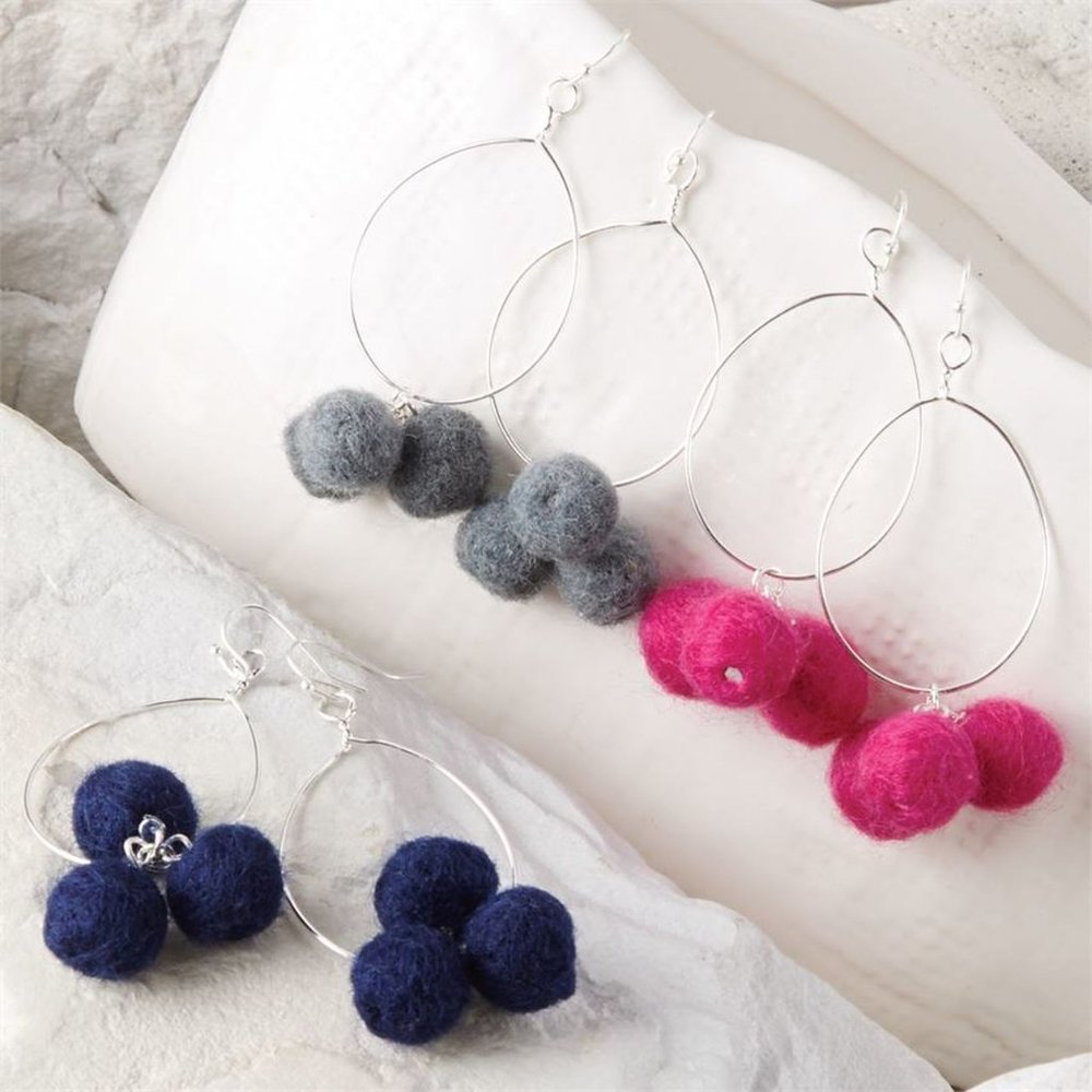 Nwt Shake Your Pompoms Festival Blue Earrings 13$